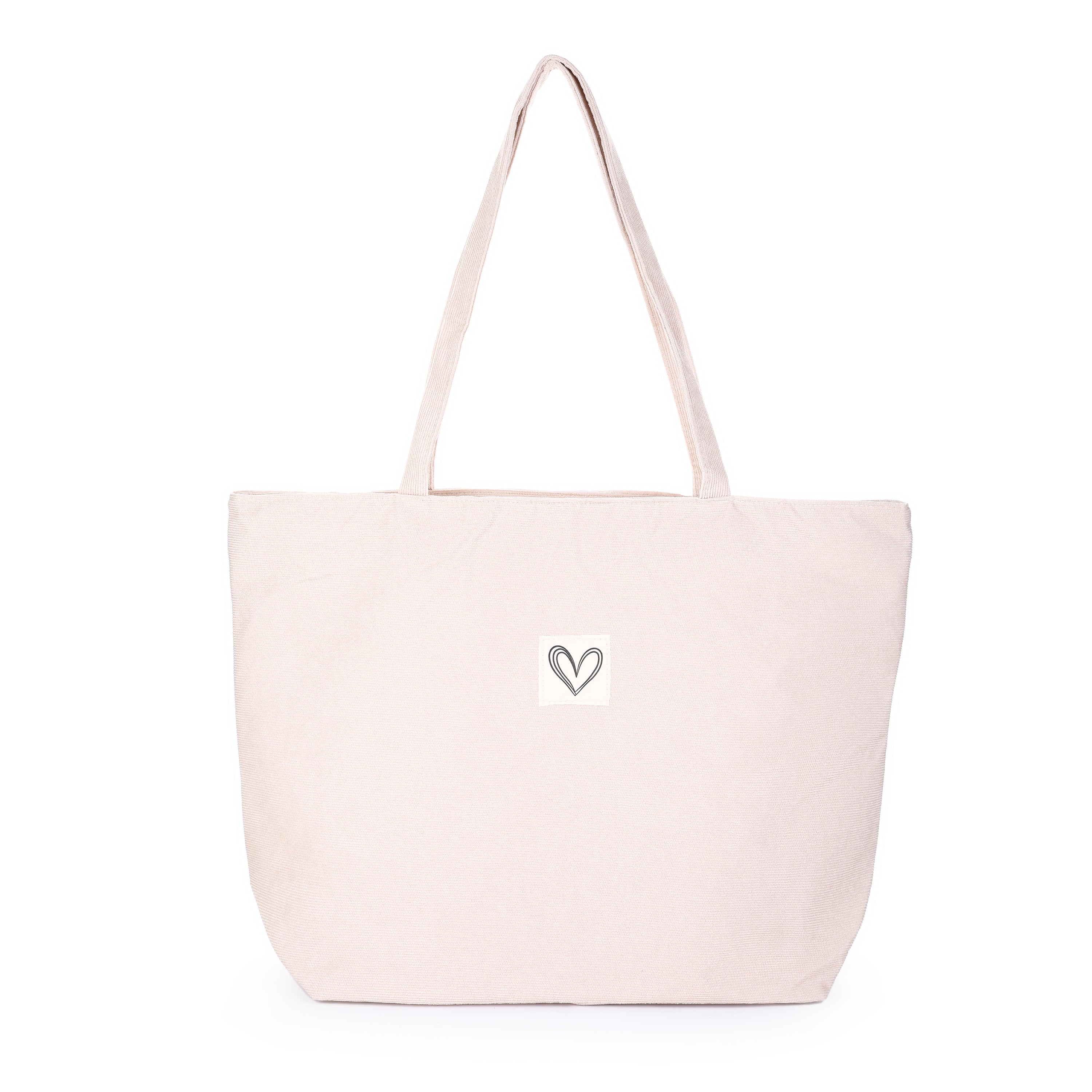 Heart Tote Bag Beige