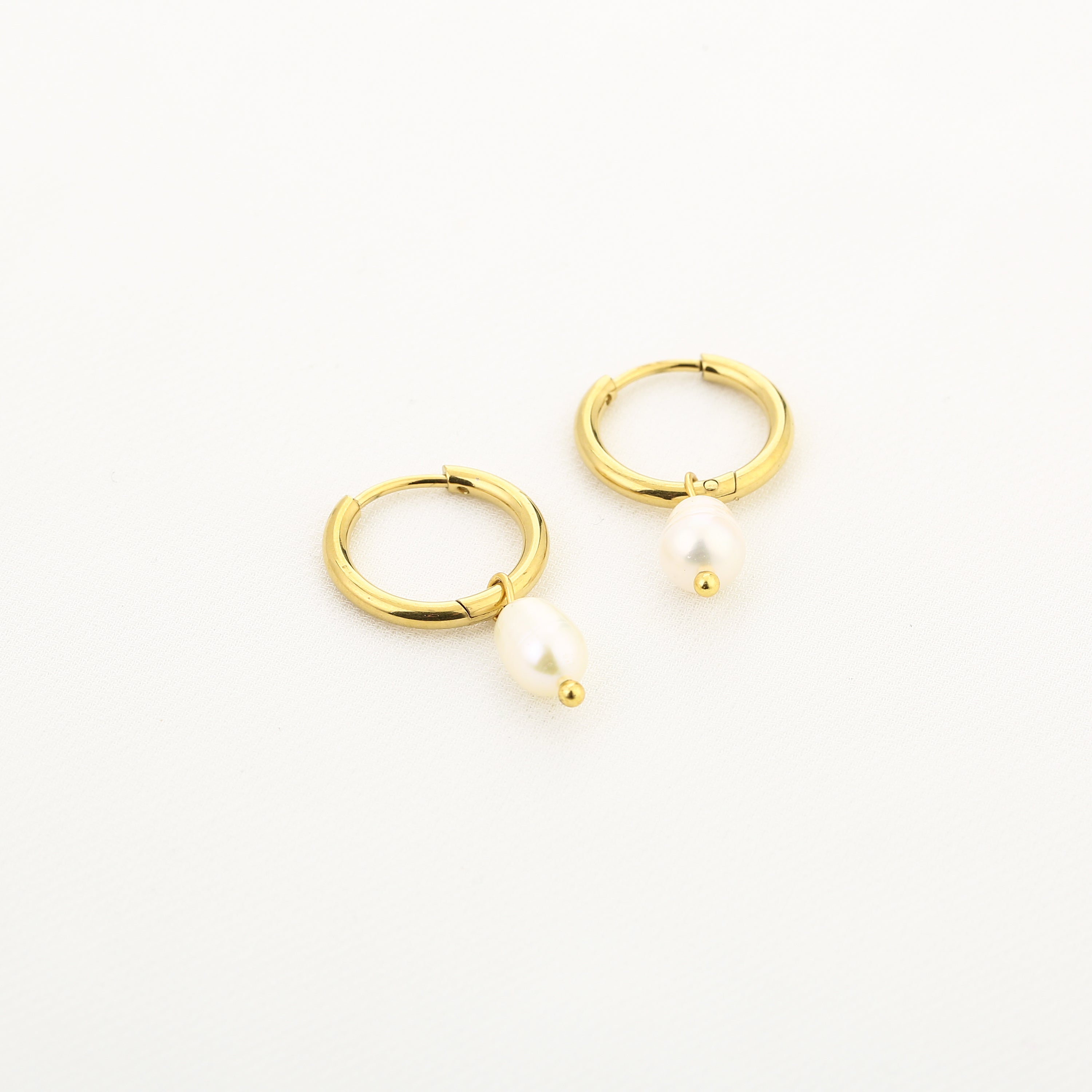 Golden Pearl Hoops