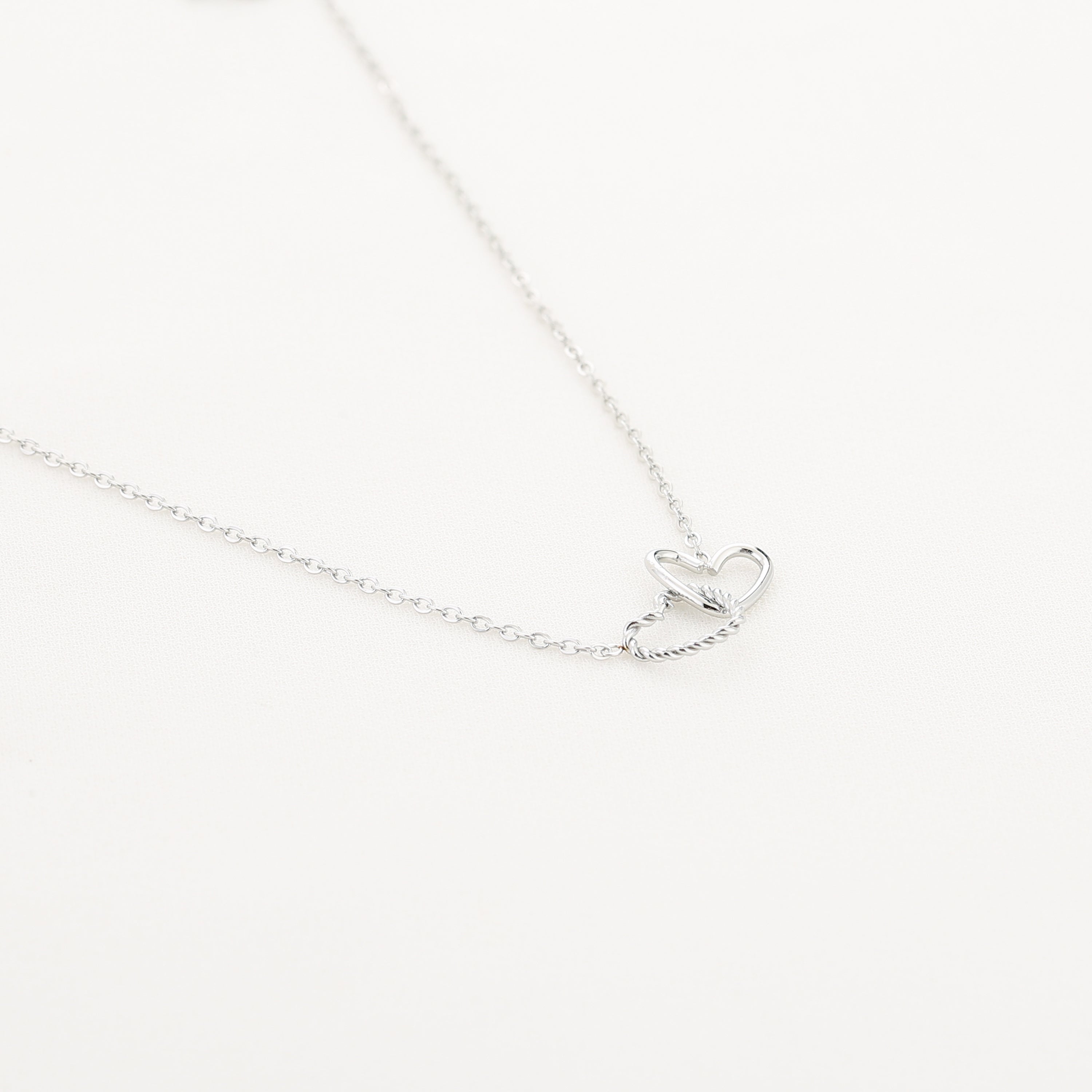 Silver Twinned Hearts Necklace