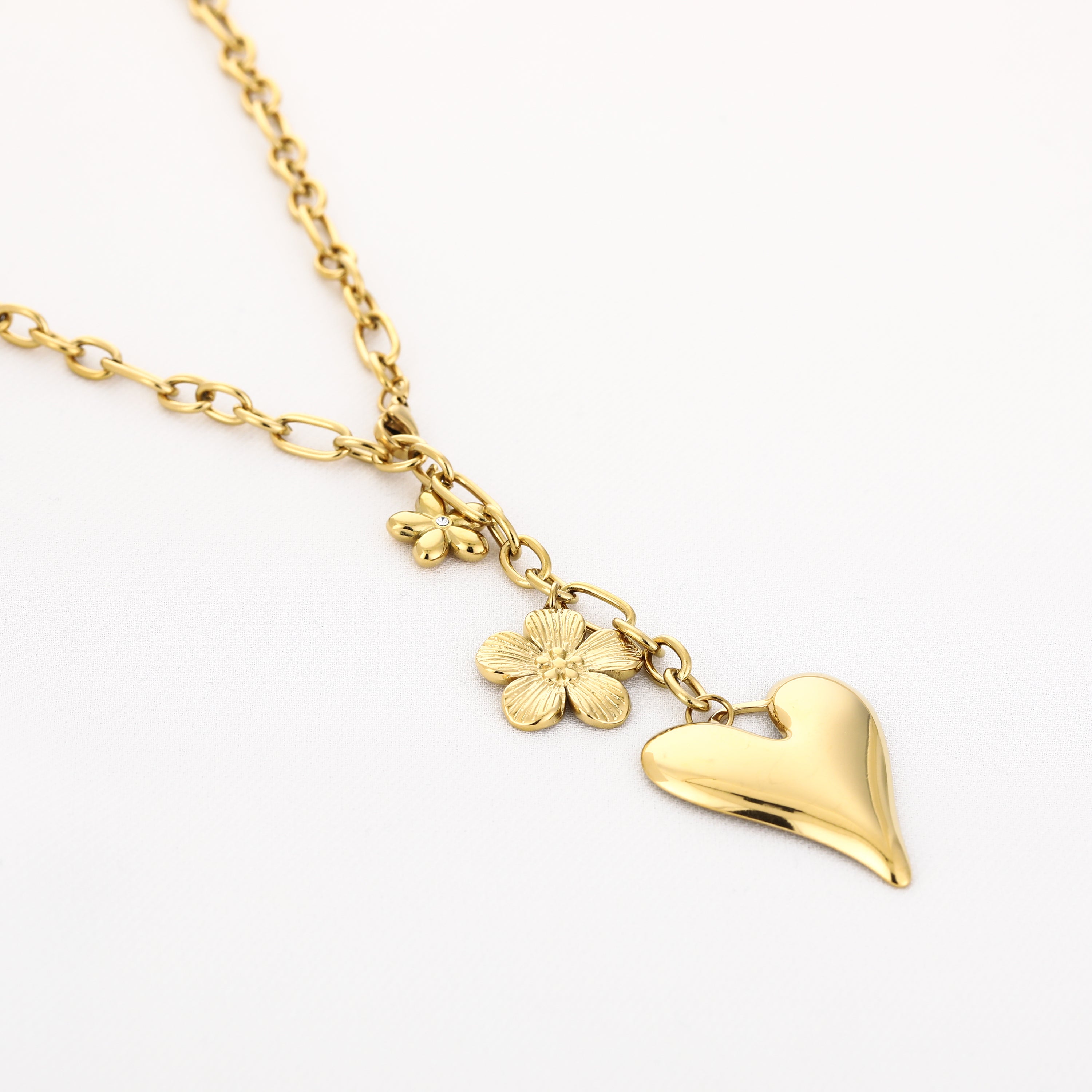Golden Blossom Heart Necklace