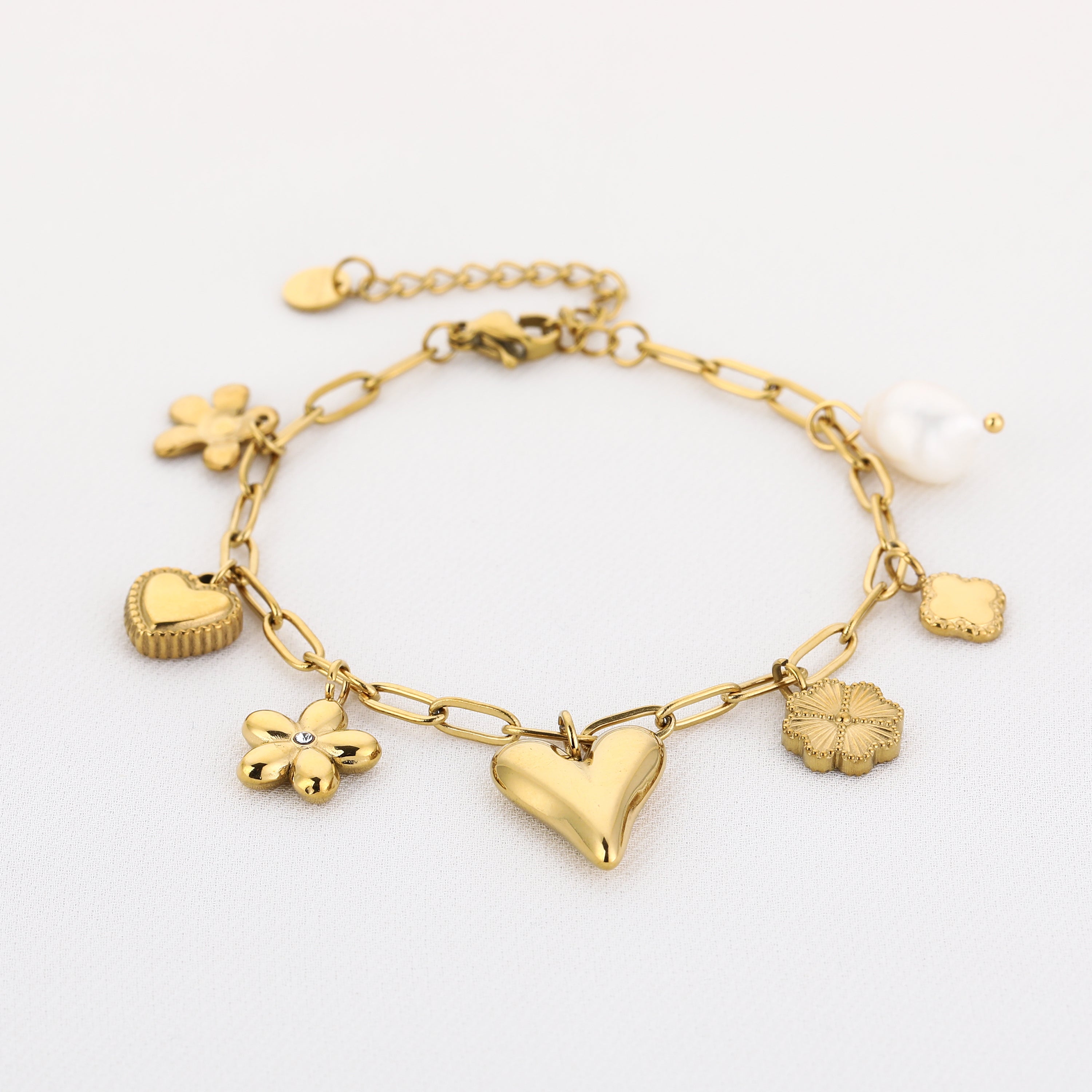 Golden Bloom & Heart Bracelet