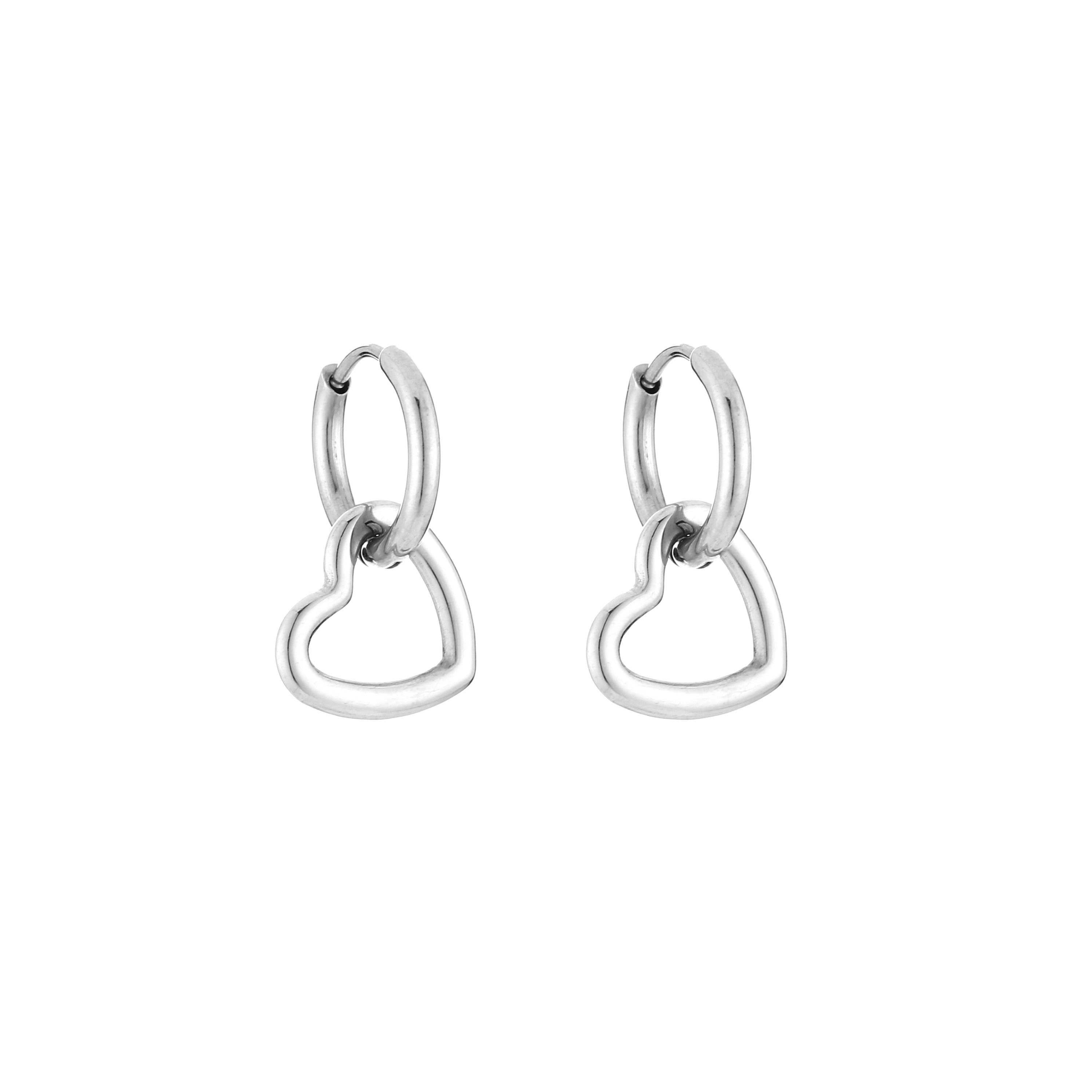 Open Heart Earrings Silver