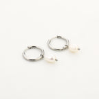 Silver Pearl Hoops