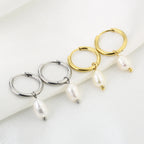 Silver Pearl Hoops
