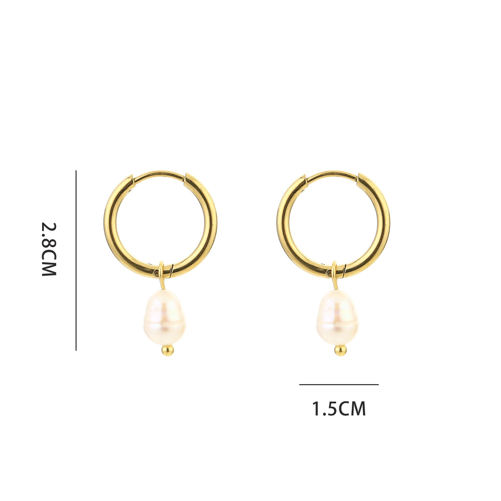 Golden Pearl Hoops