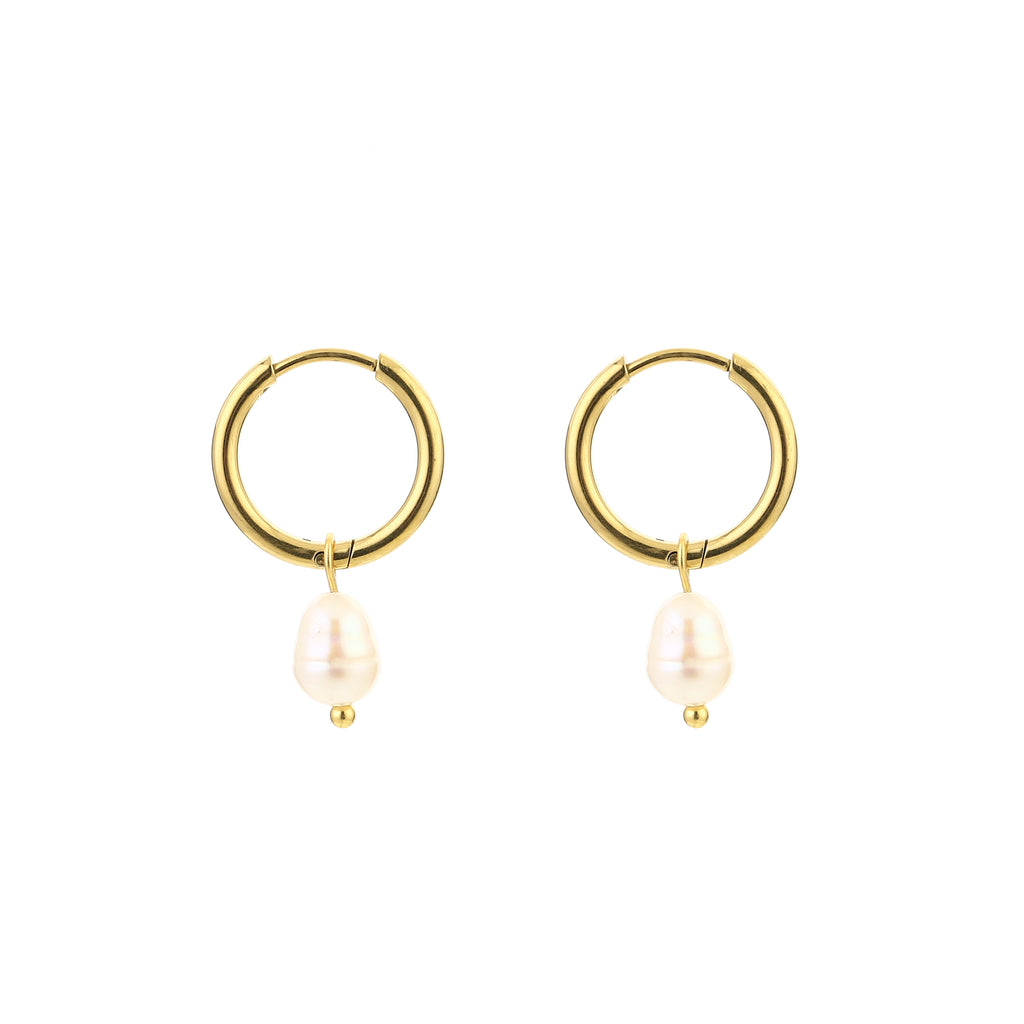Golden Pearl Hoops