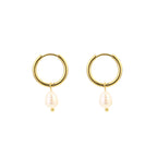 Golden Pearl Hoops