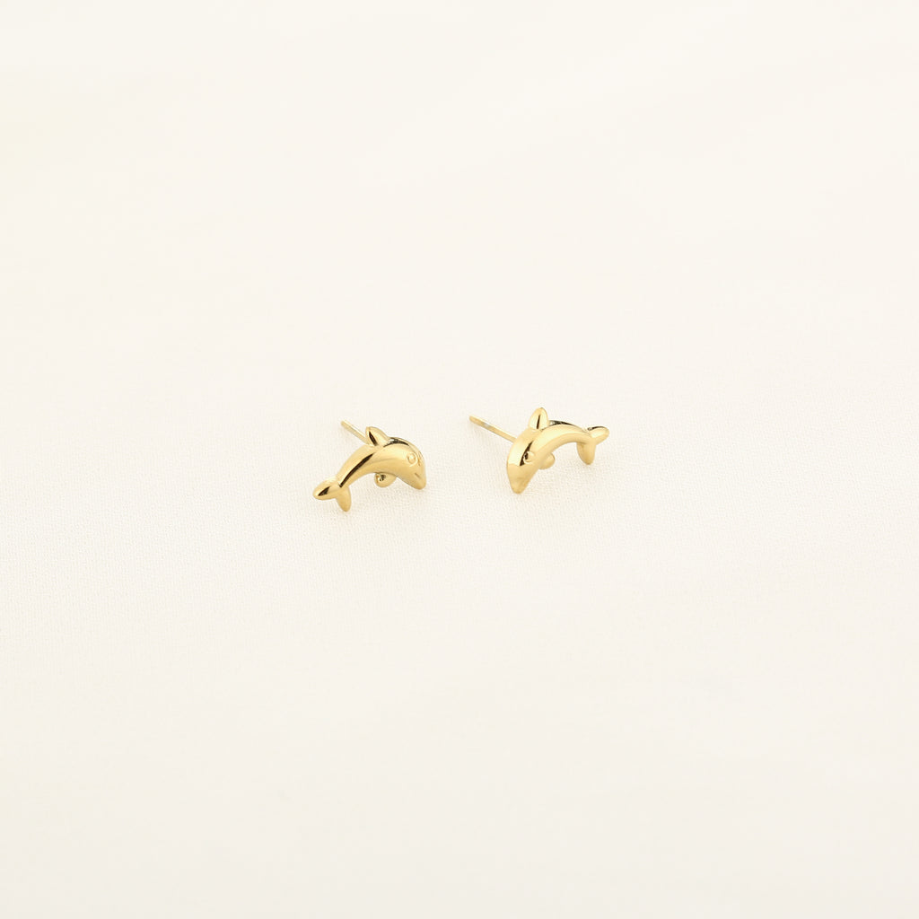 Dolphin Stud Earrings Gold