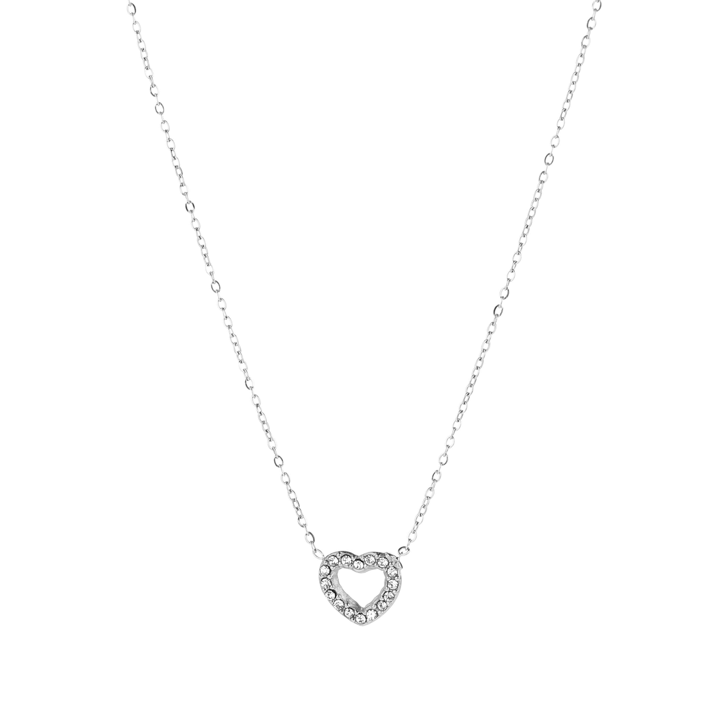 Sparkle Heart Necklace Silver