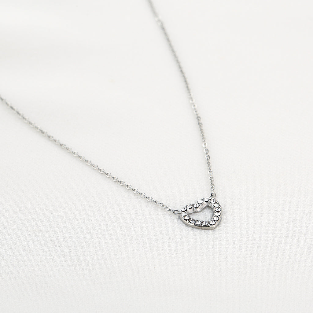 Sparkle Heart Necklace Silver