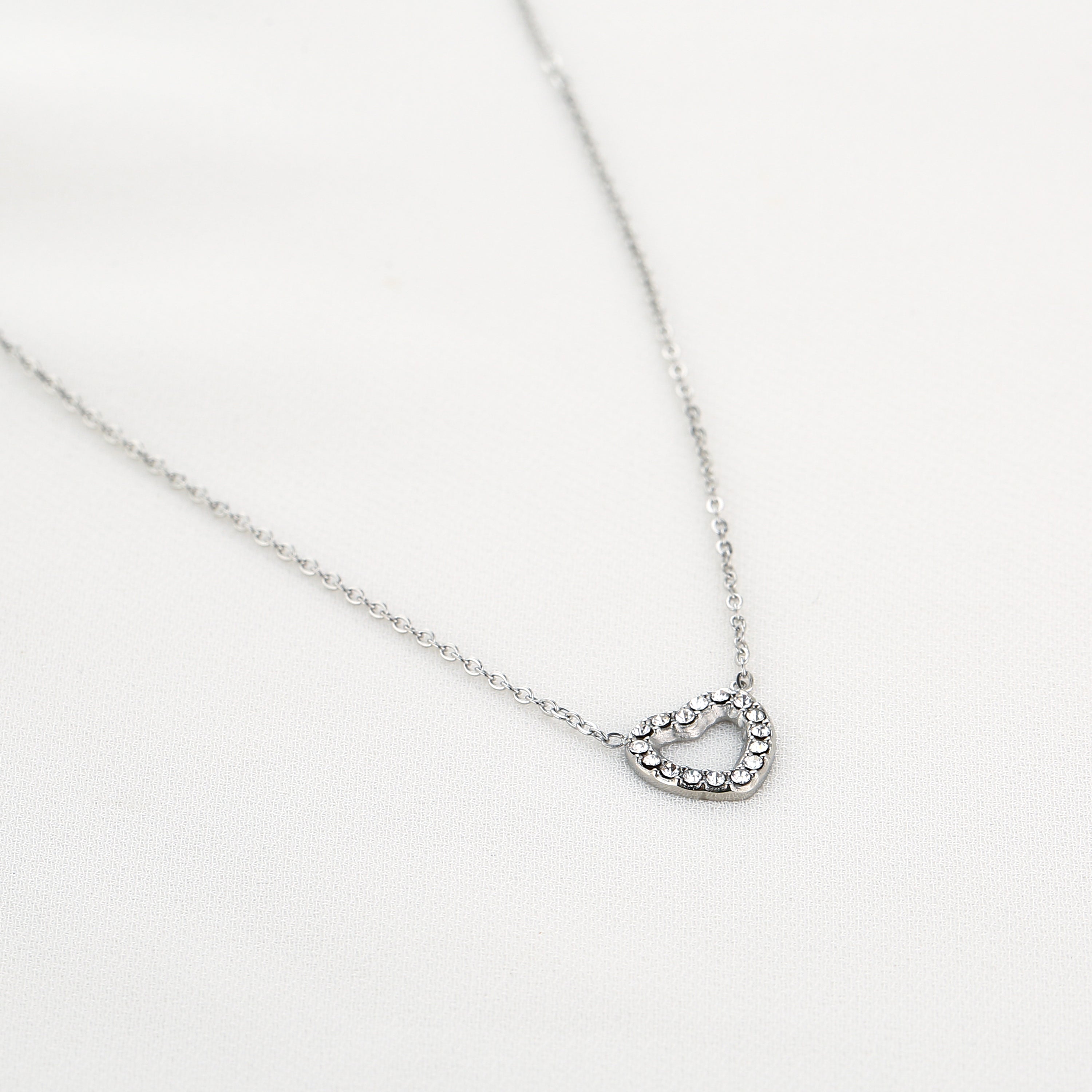Sparkle Heart Necklace Silver