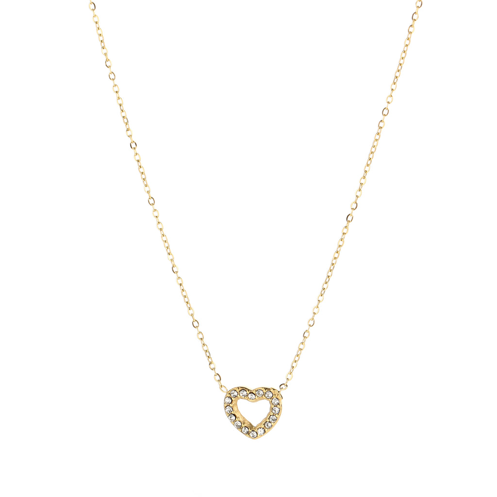 Sparkle Heart Necklace Gold
