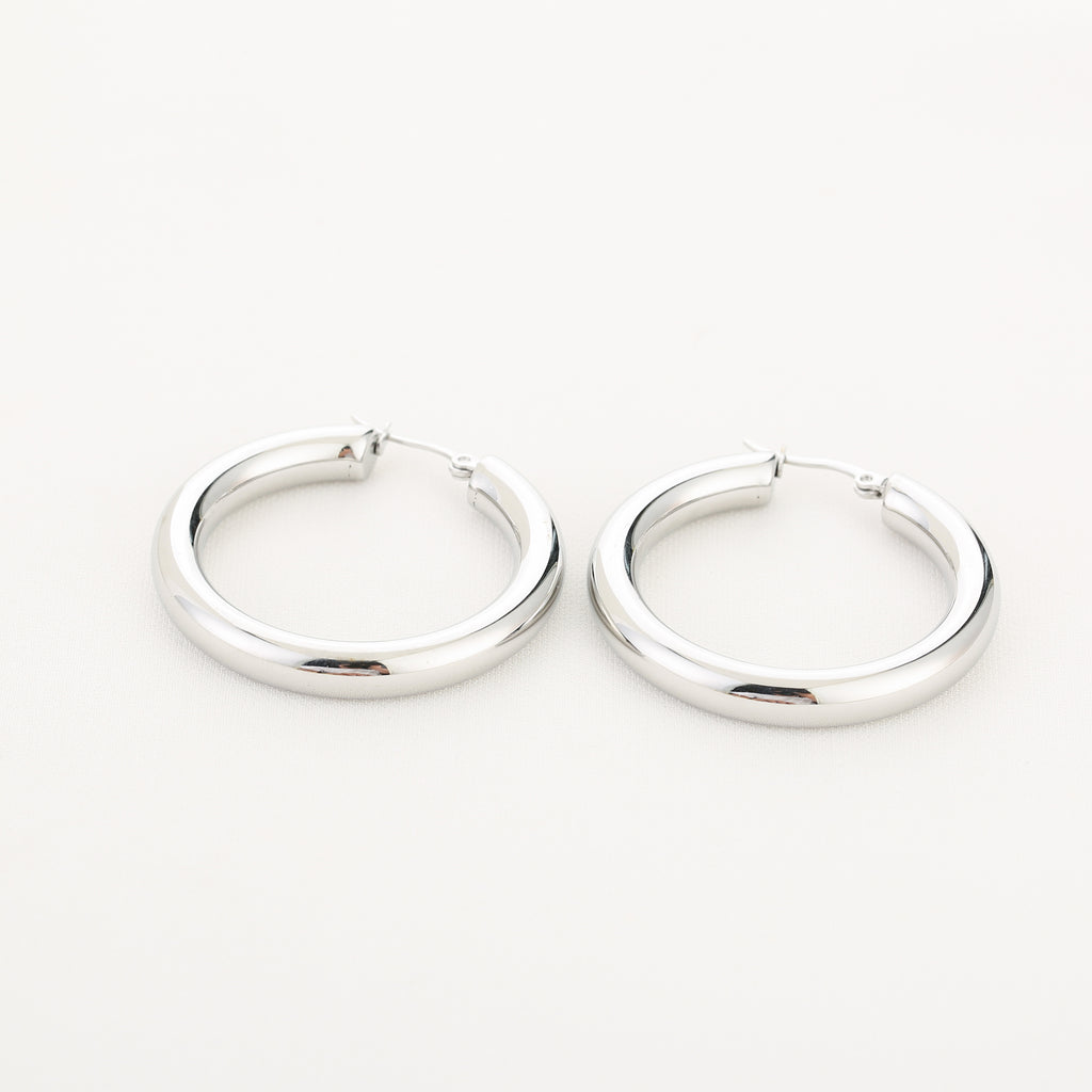 Bold Hoop Earrings Silver