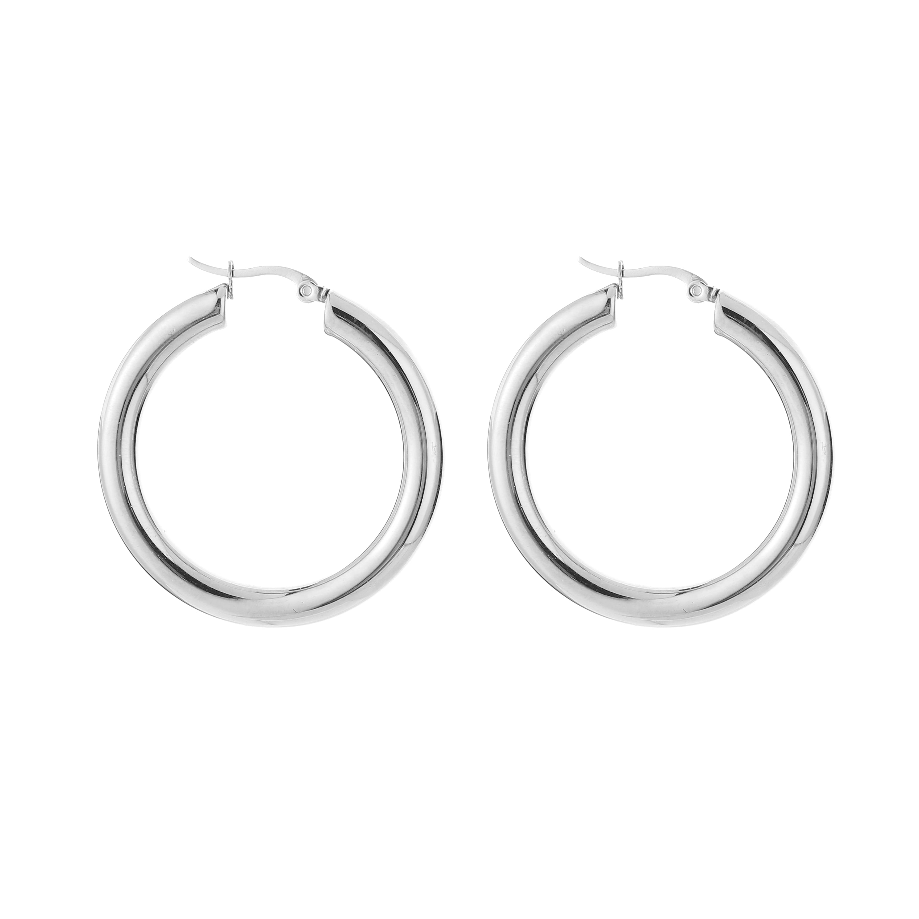 Bold Hoop Earrings Silver