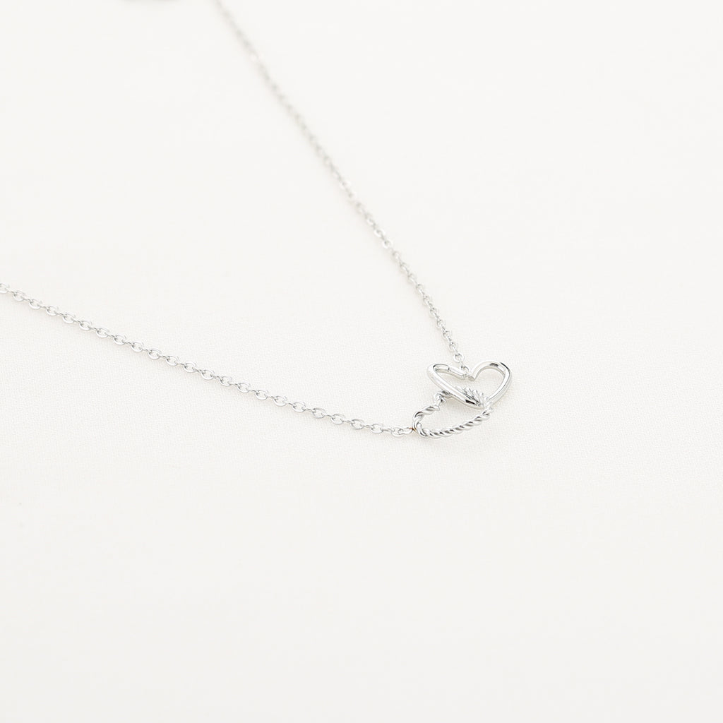 Silver Twinned Hearts Necklace