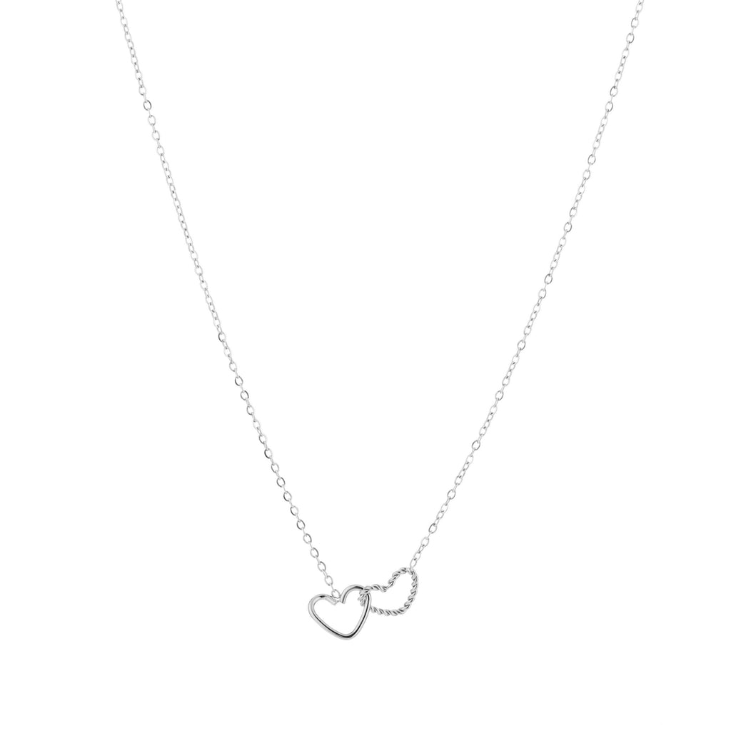Silver Twinned Hearts Necklace