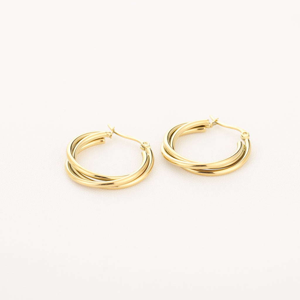Twisted Hoop Earrings Gold