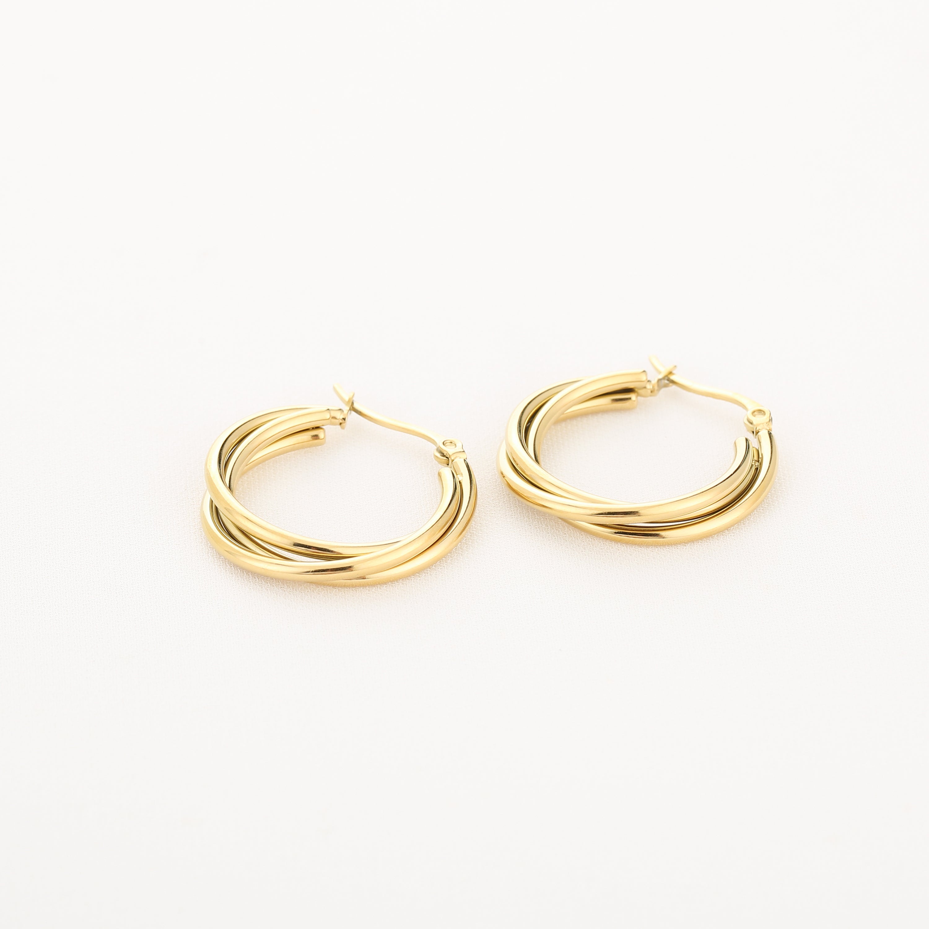 Twisted Hoop Earrings Gold