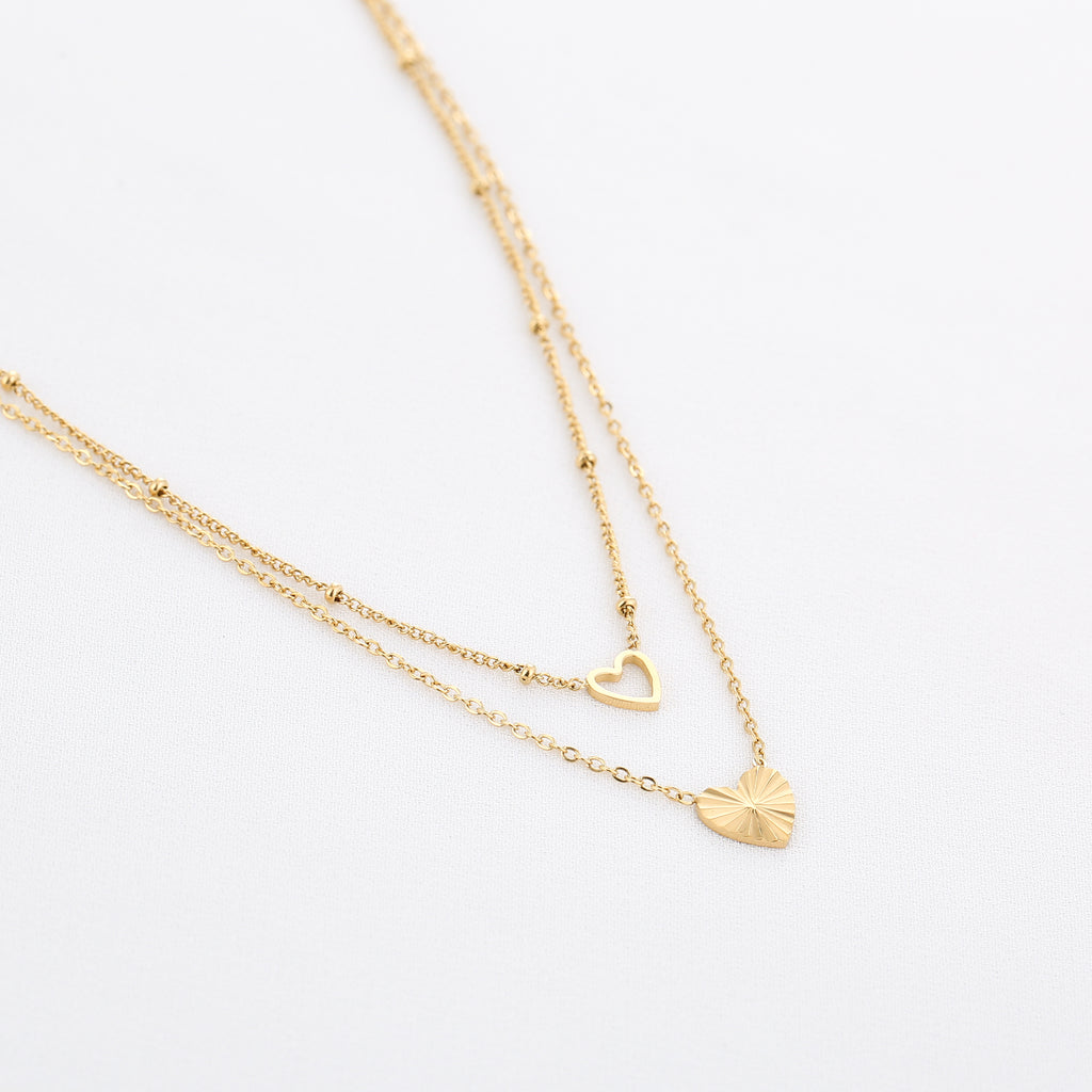 Double Heart Layers Necklace