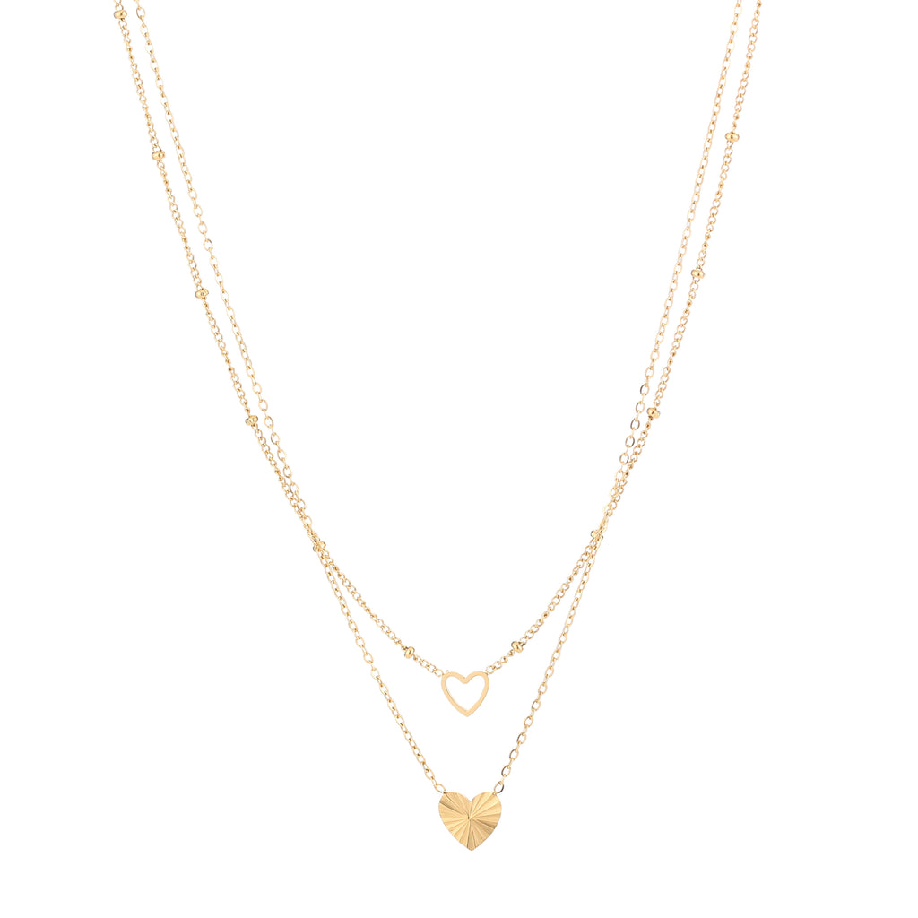 Double Heart Layers Necklace