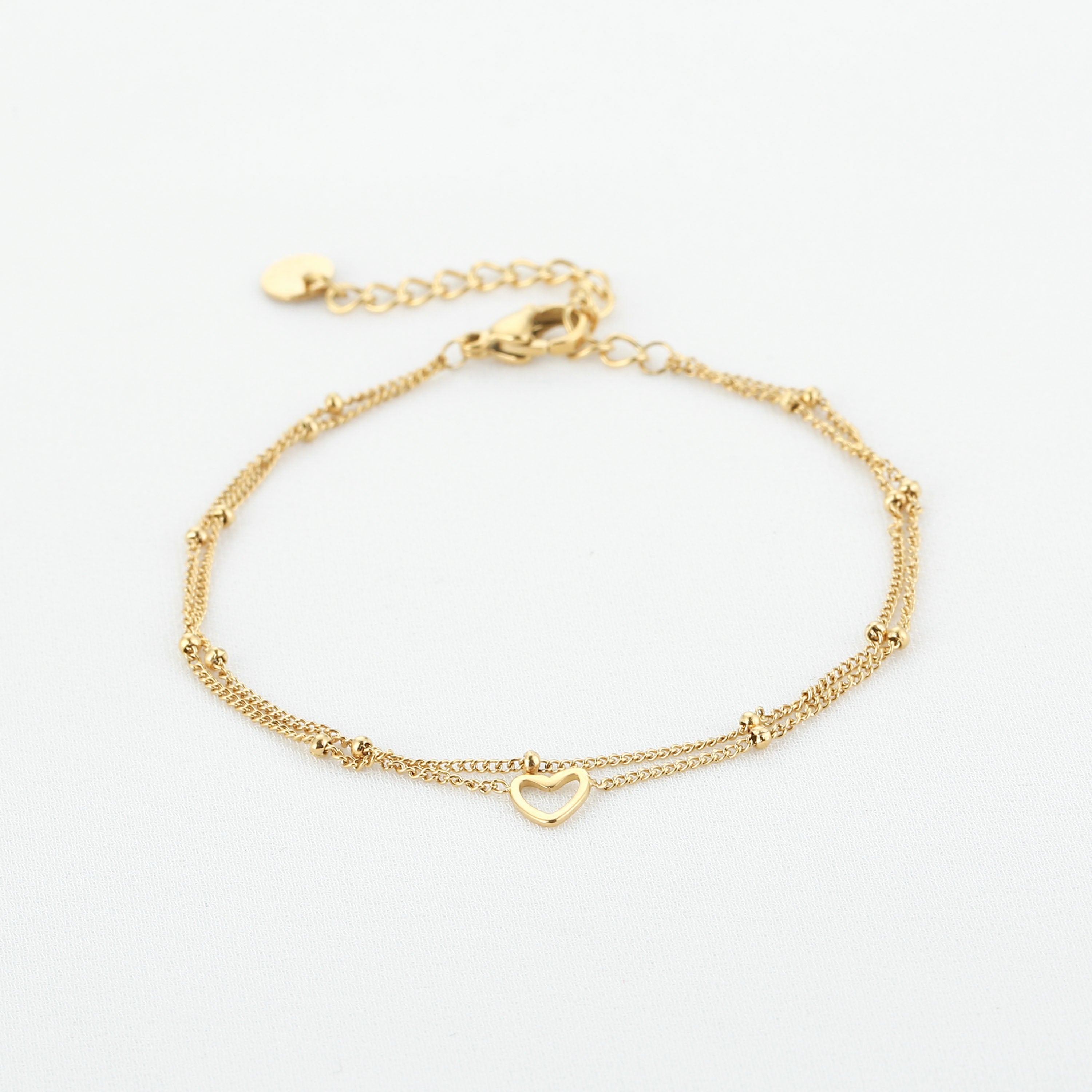 Layered Open Heart Bracelet Gold