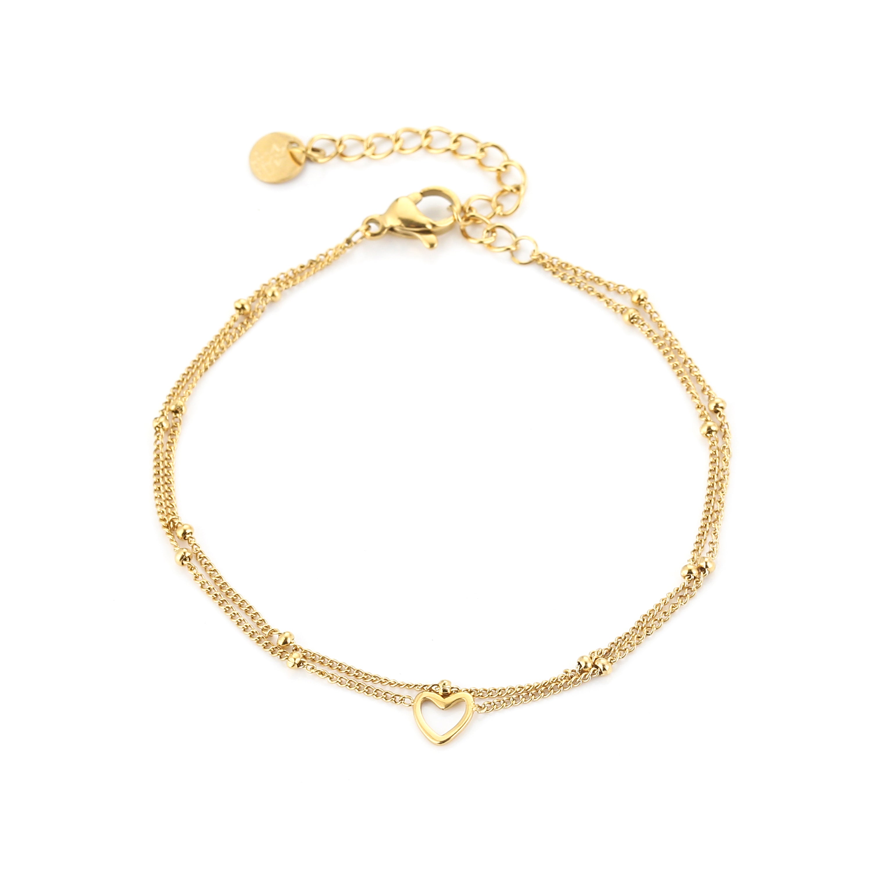 Layered Open Heart Bracelet Gold