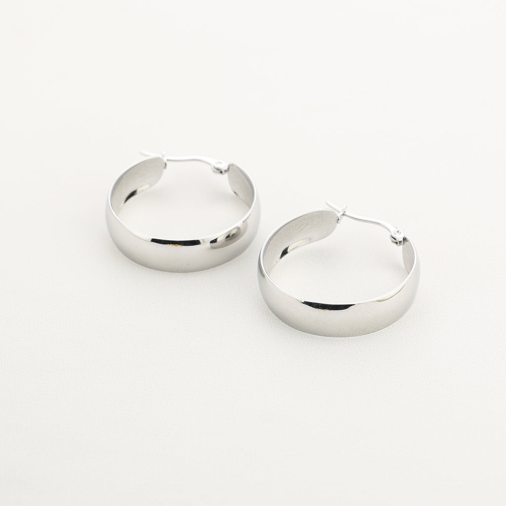 Bold Hoop Earrings Silver