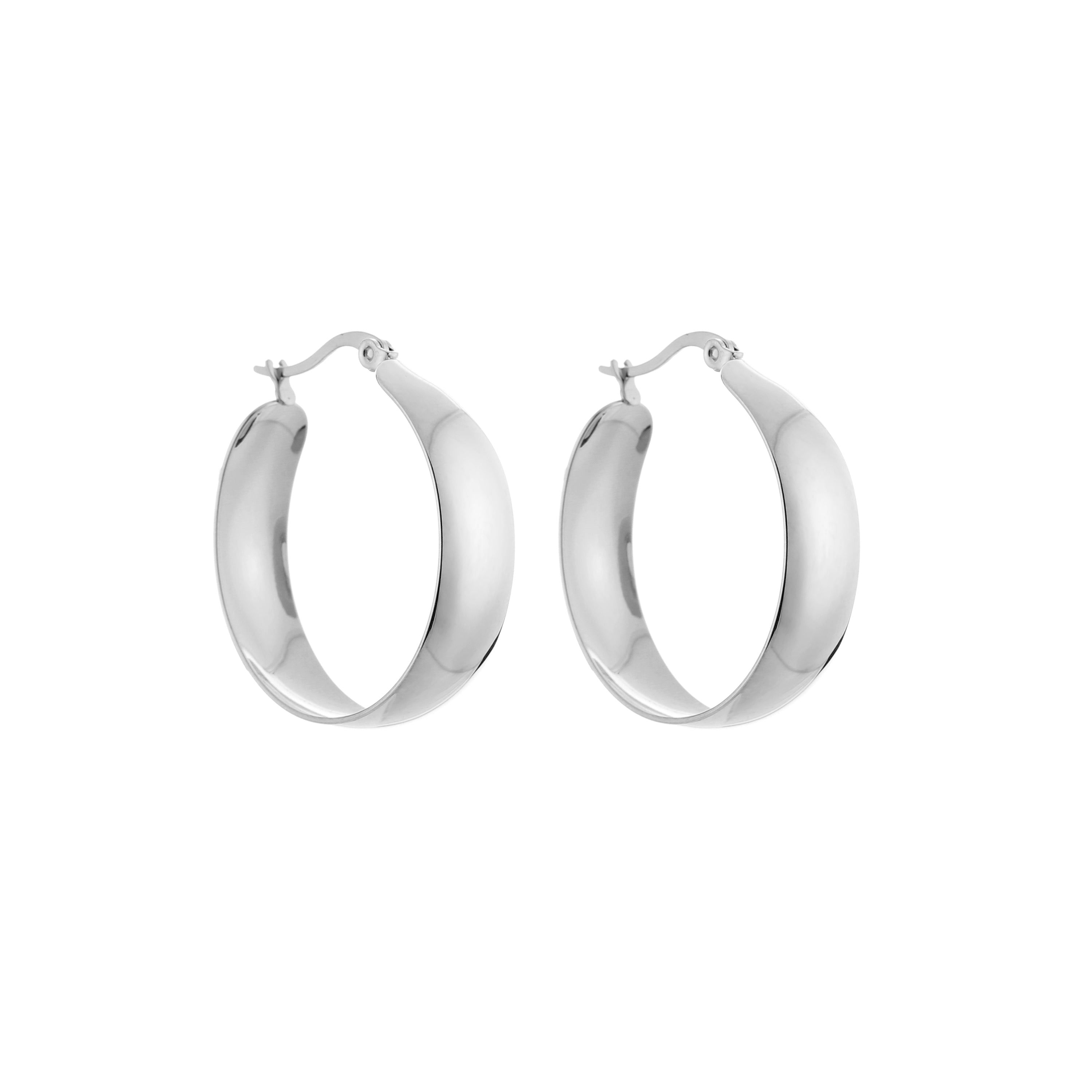 Bold Hoop Earrings Silver