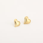 Golden Puffy Heart Studs
