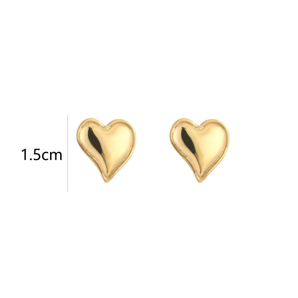 Golden Puffy Heart Studs