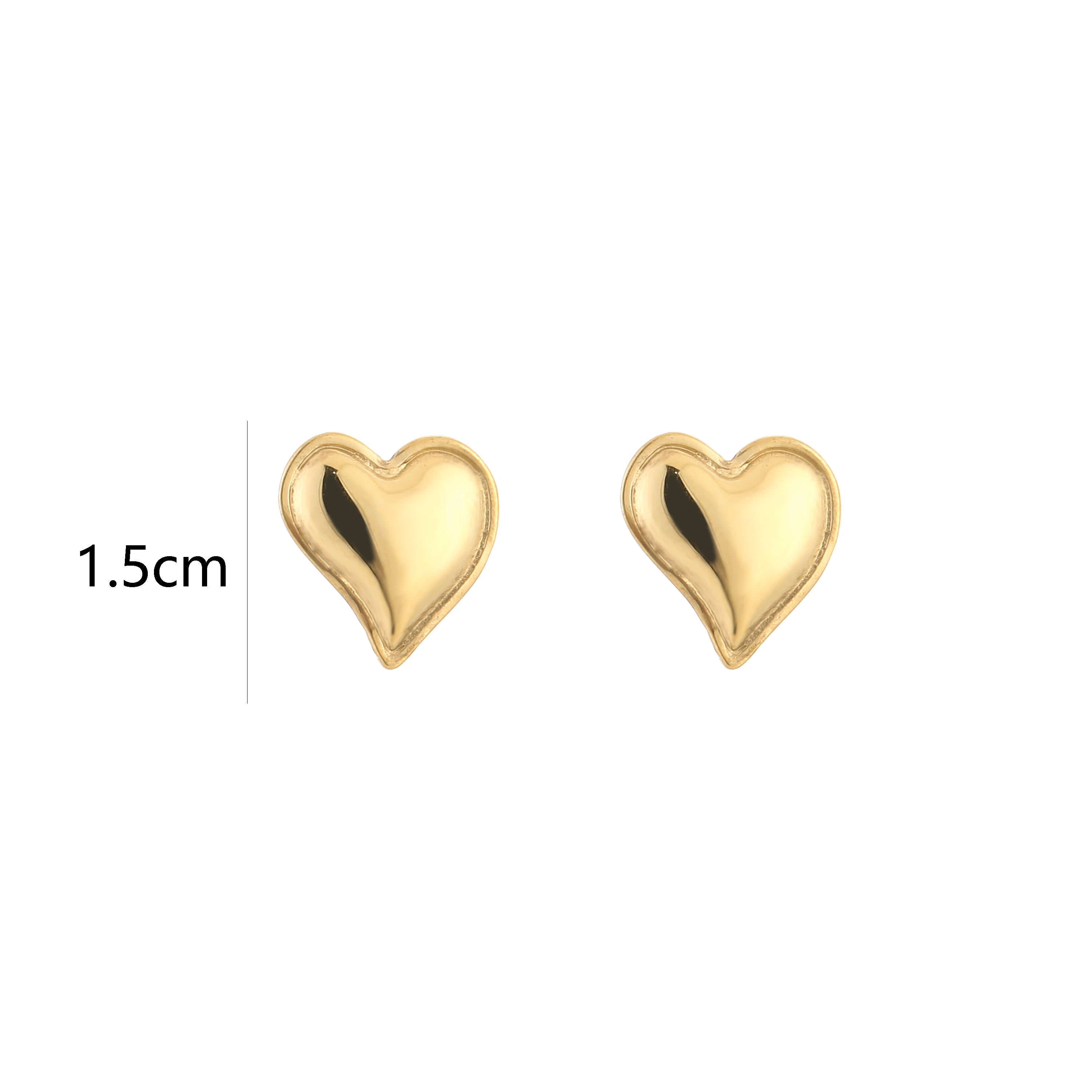 Golden Puffy Heart Studs