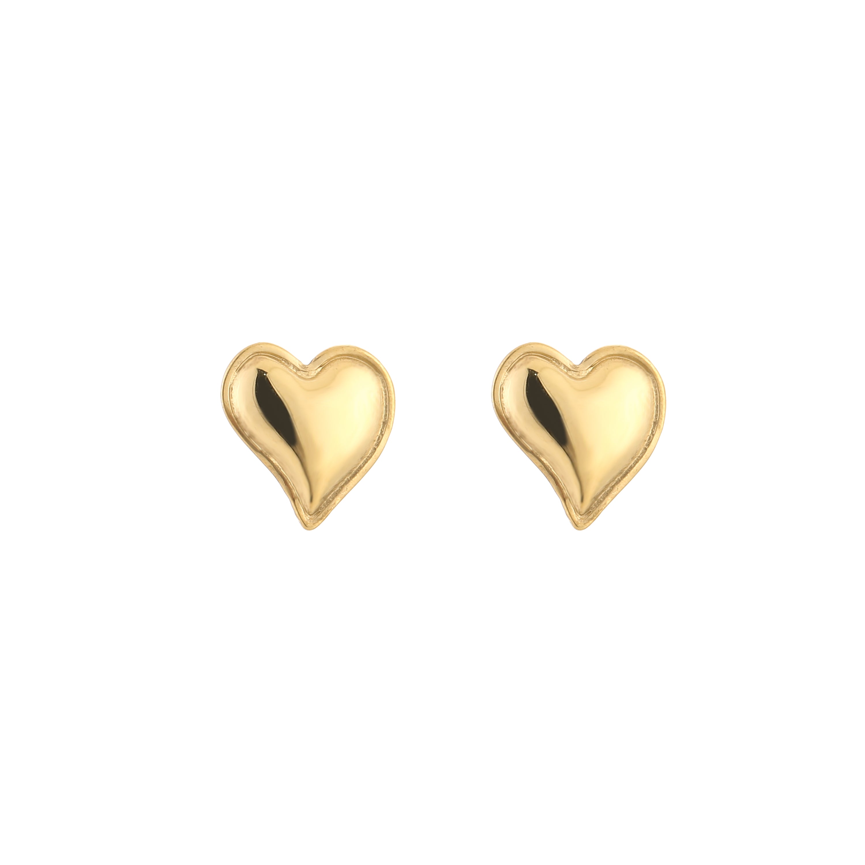 Golden Puffy Heart Studs