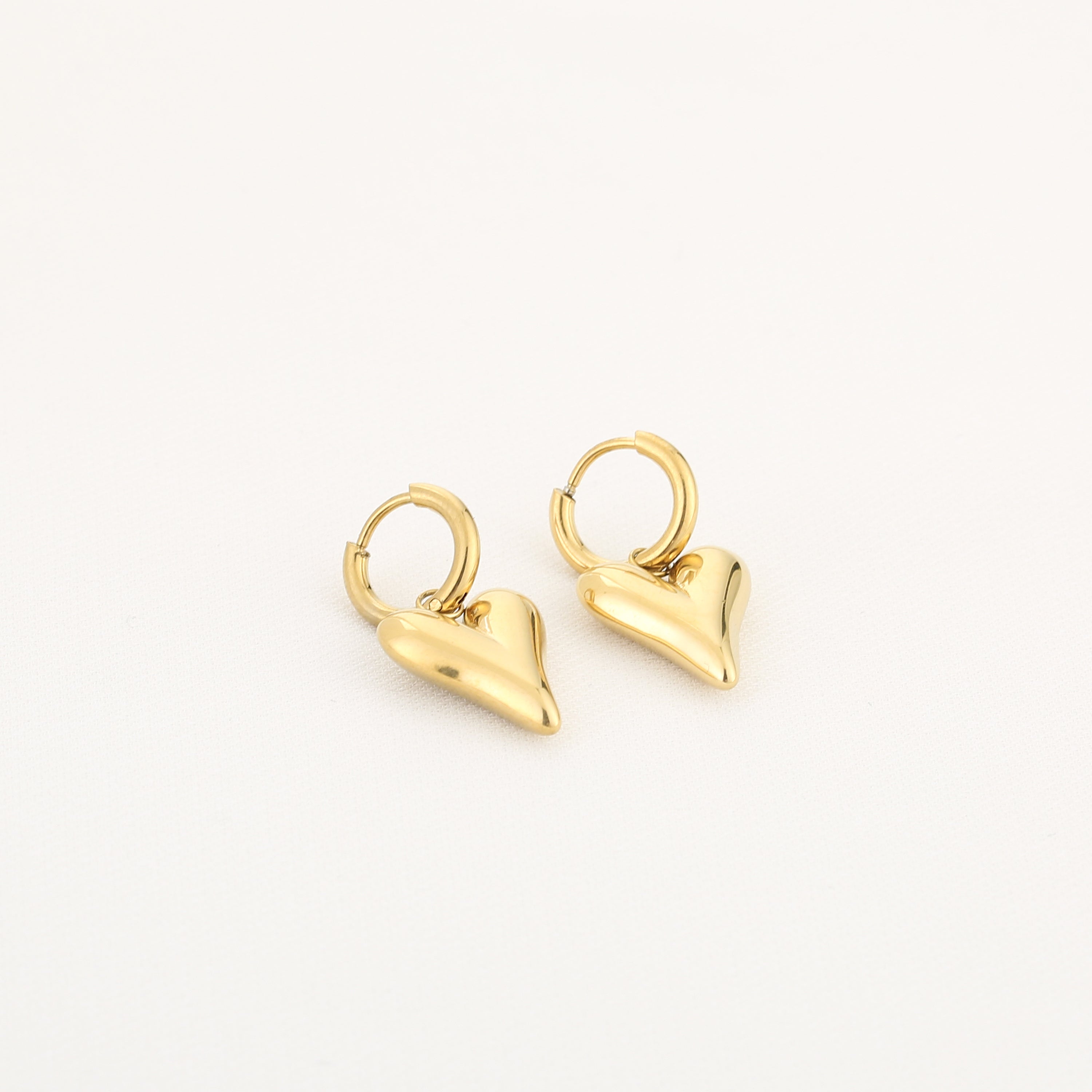 Puffy Heart Earrings Gold