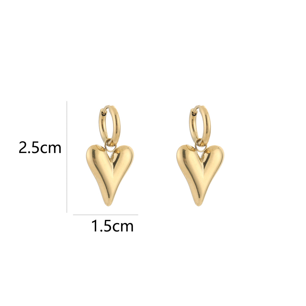 Puffy Heart Earrings Gold