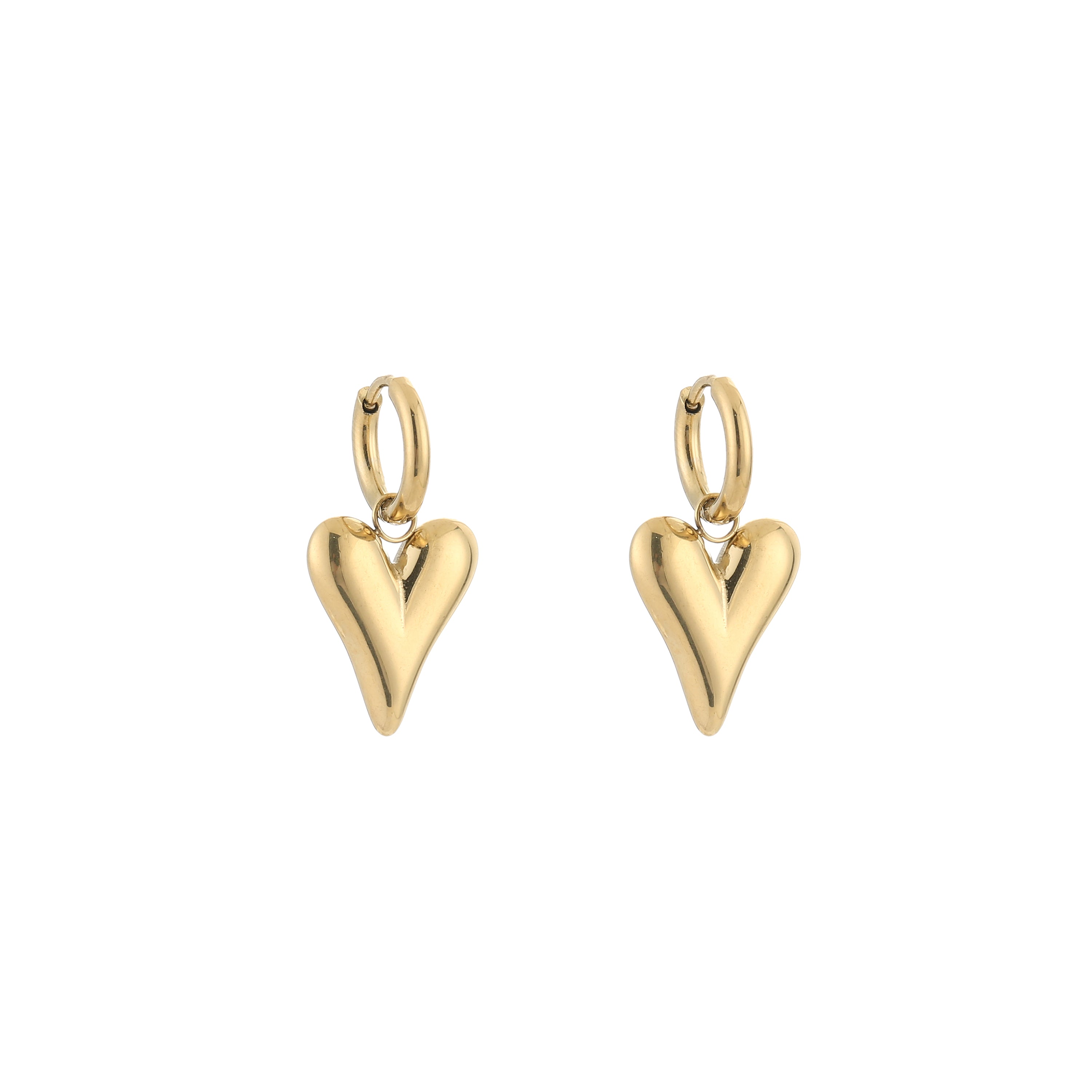 Puffy Heart Earrings Gold
