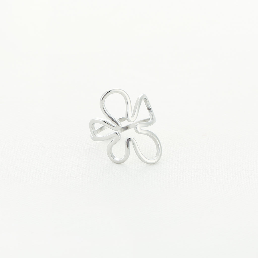 Flower Outline Ring Silver