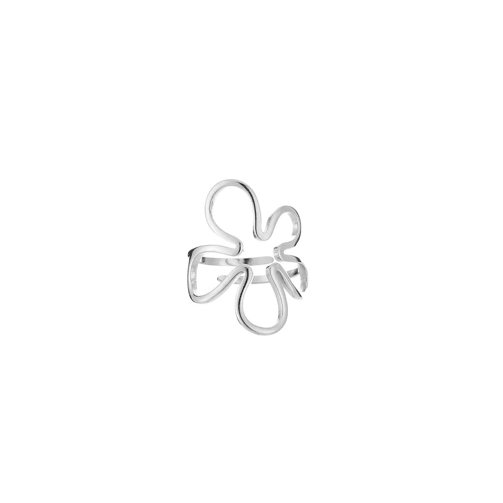 Flower Outline Ring Silver