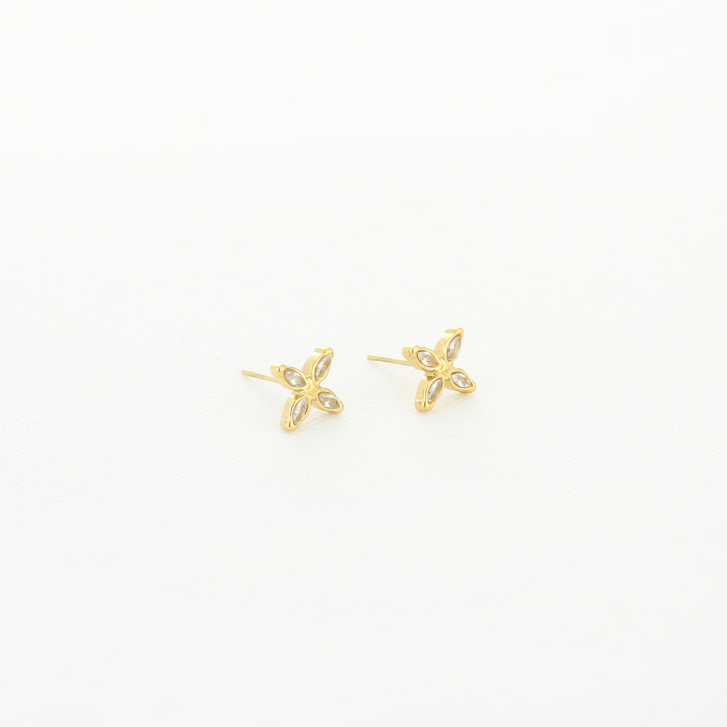Crystal Petal Earrings Gold