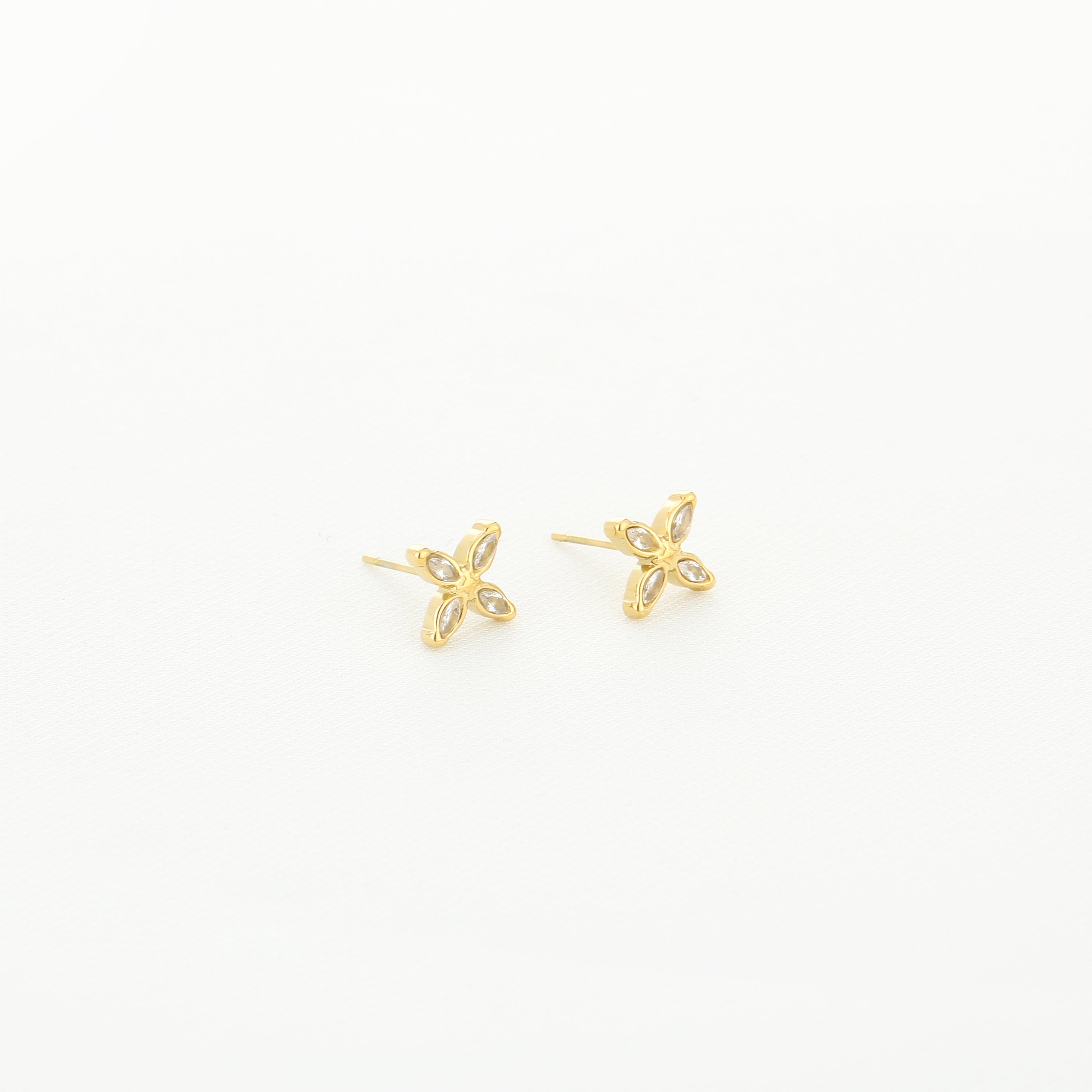 Crystal Petal Earrings Gold