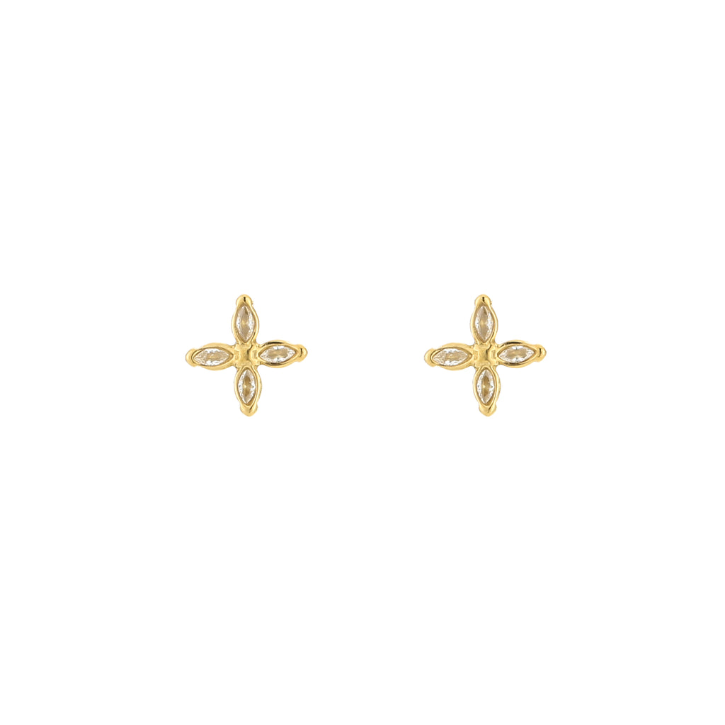 Crystal Petal Earrings Gold