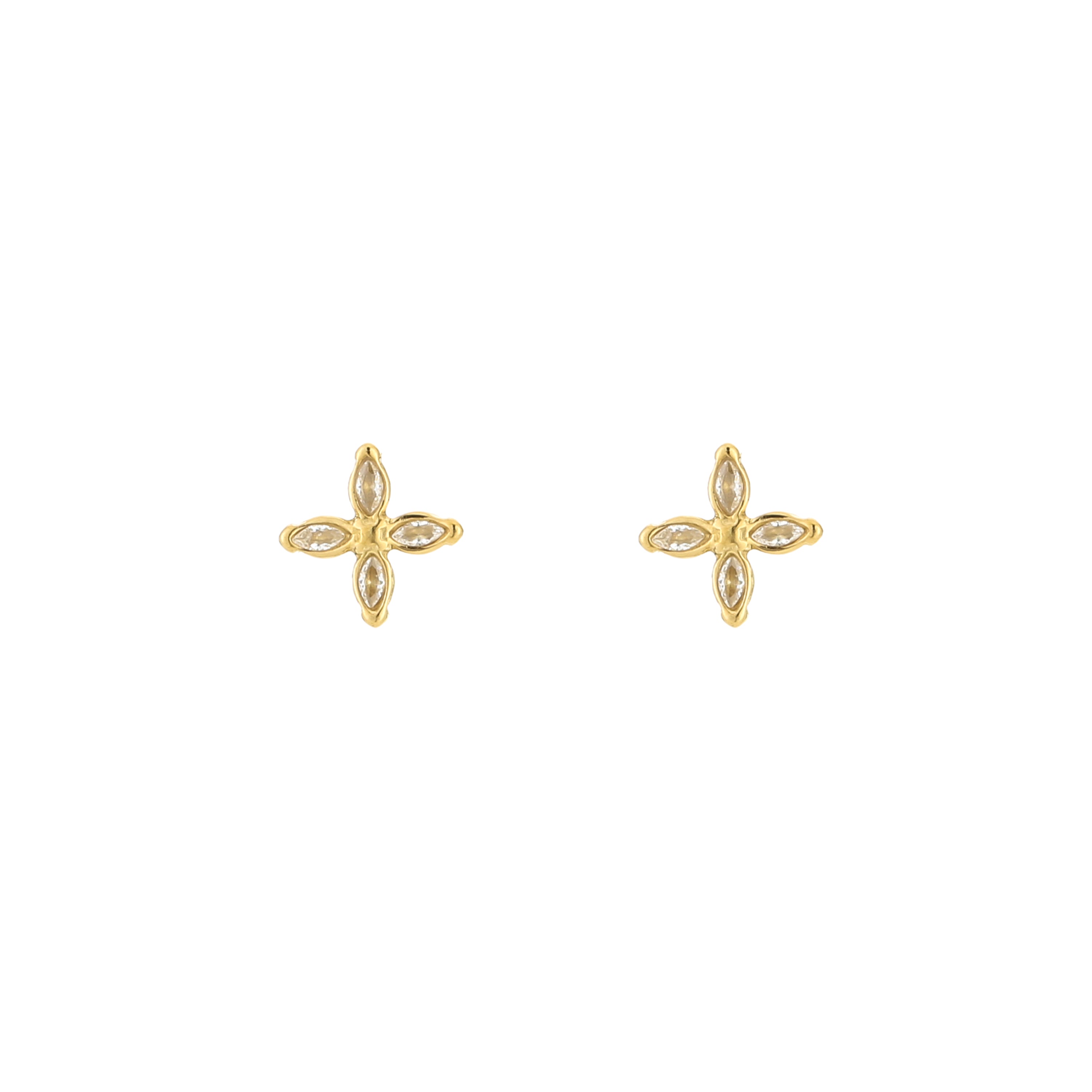 Crystal Petal Earrings Gold