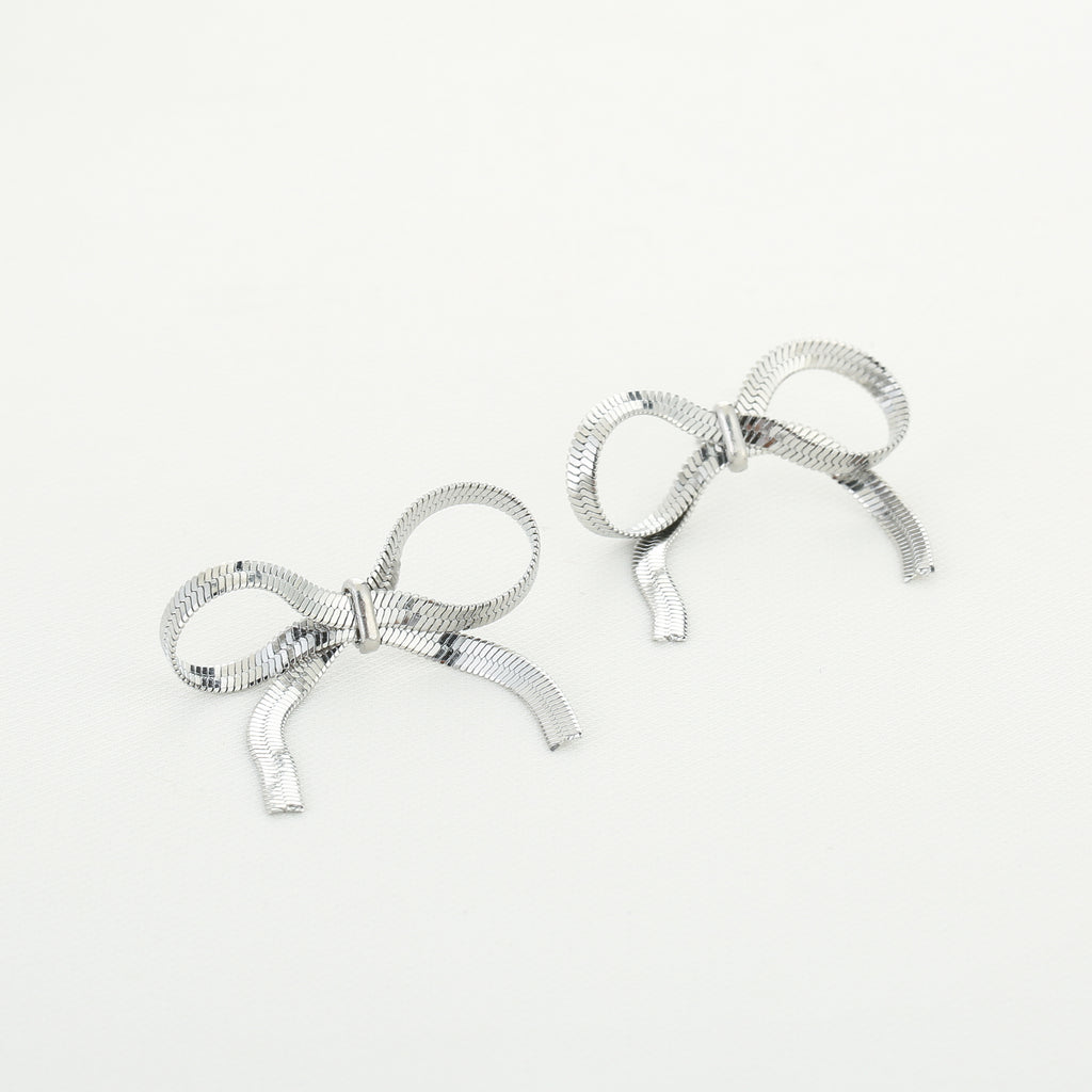 Silver Bow Earrings