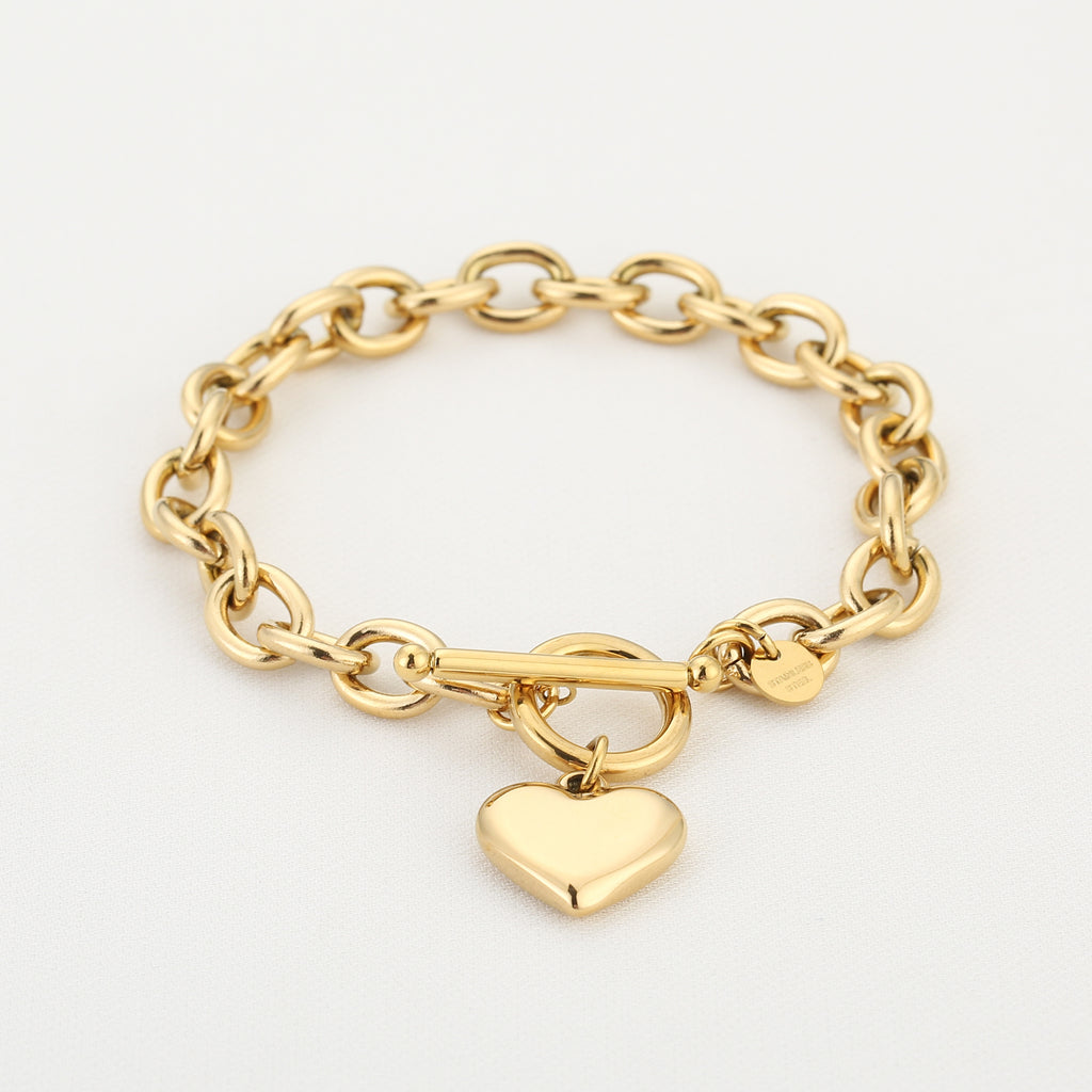 Chunky Heart Bracelet Gold