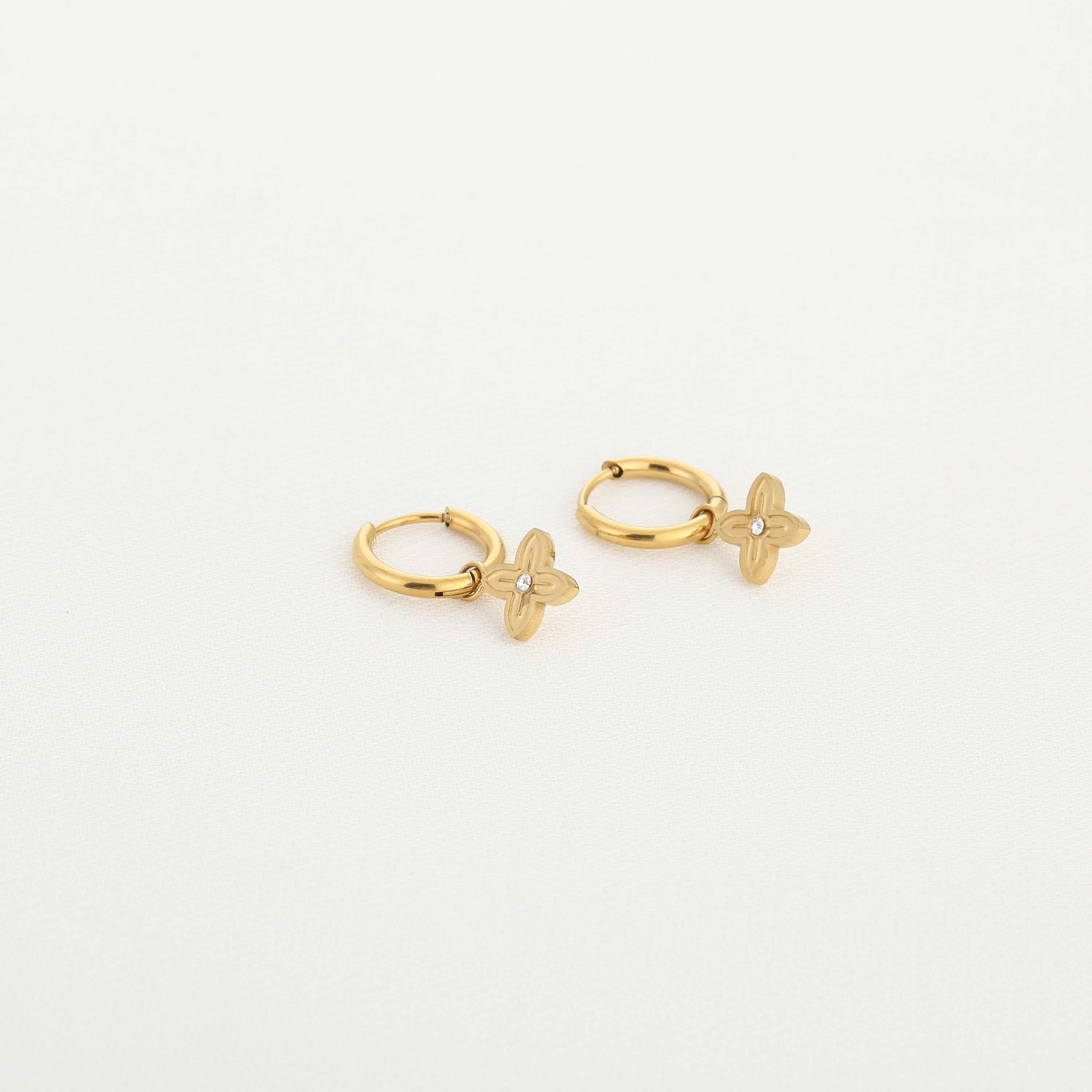 Flower Charm Earrings Gold