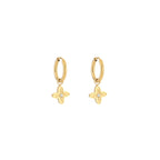Flower Charm Earrings Gold