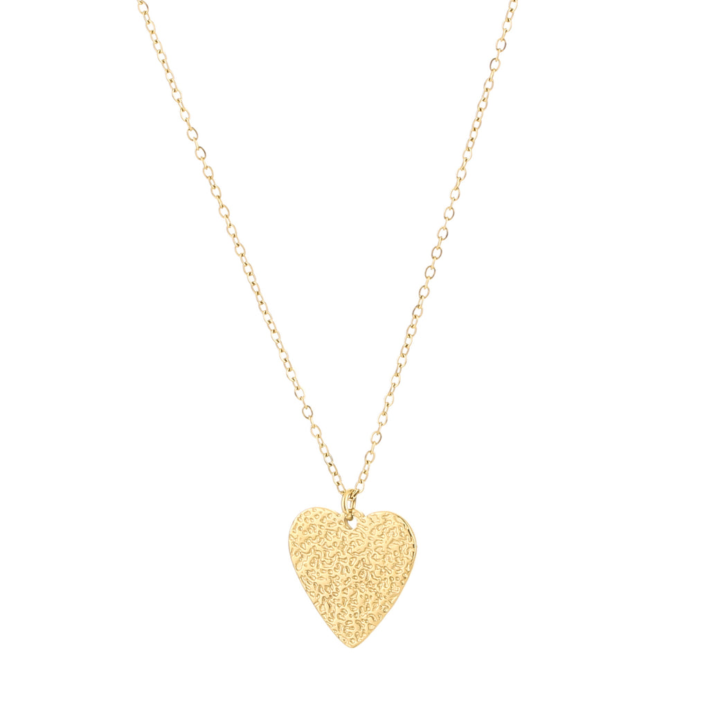 Golden Texture Heart Necklace