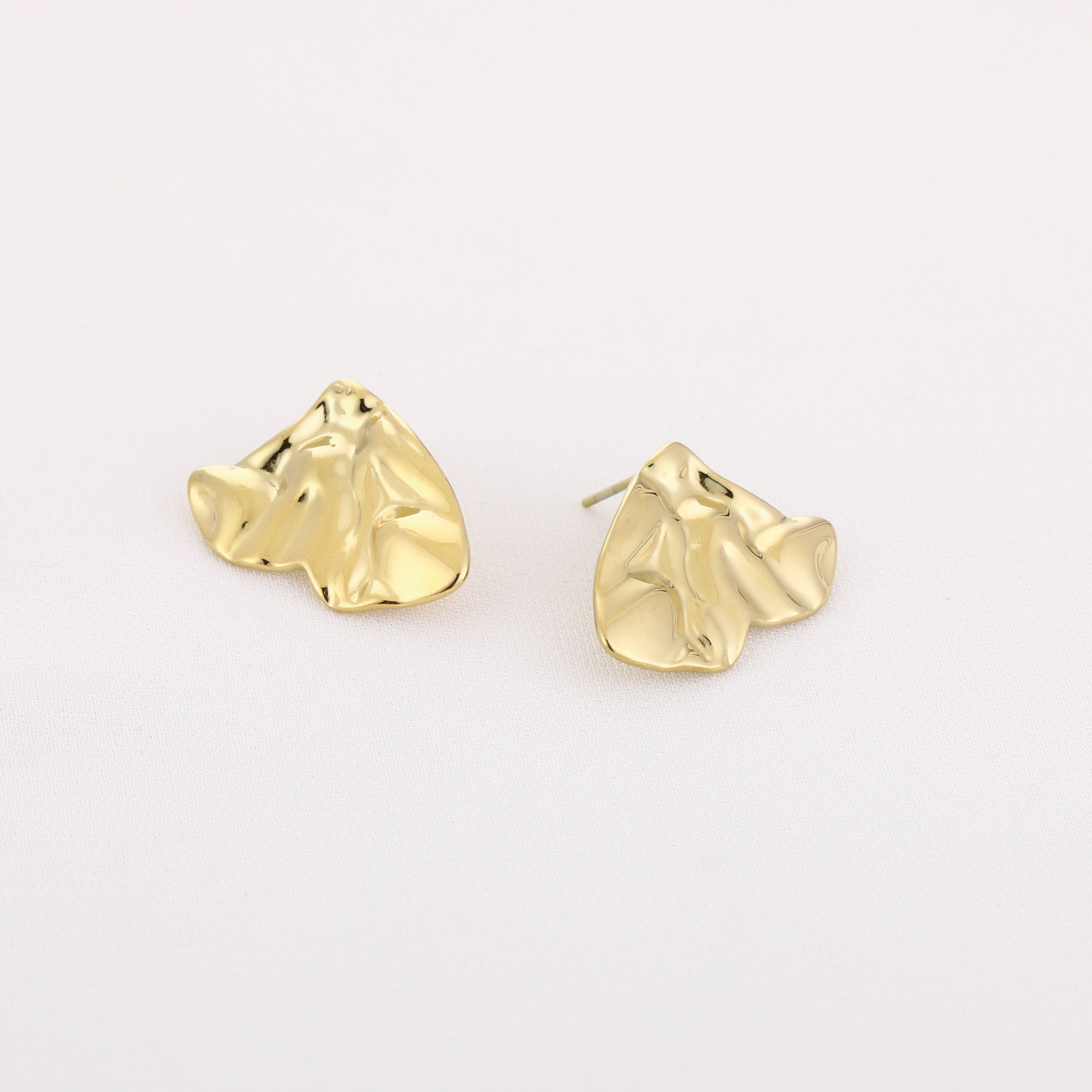Folded Metal Earrings Gold
