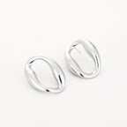 Organic Oval Earrings Silver