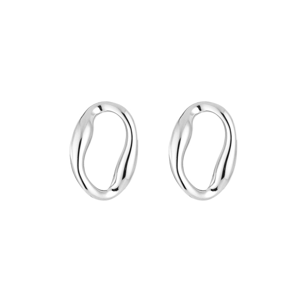 Organic Oval Earrings Silver