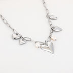 Heart & Pearl Charm Necklace Silver